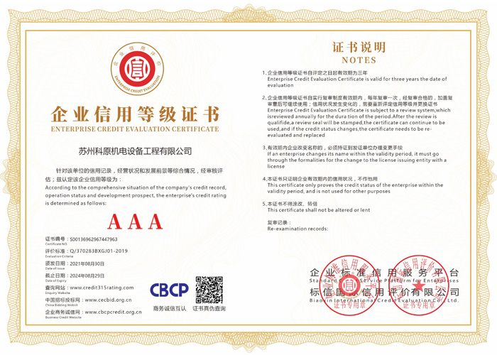 Enterprise Credit Rating Certificate